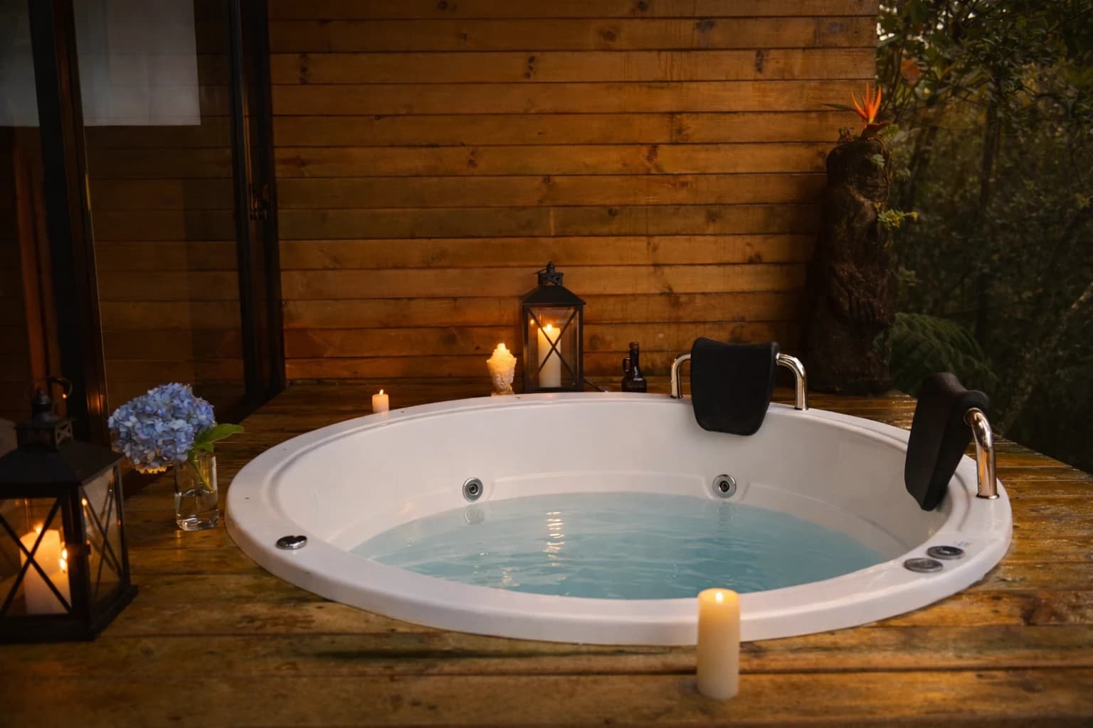 Jacuzzi privado con velas